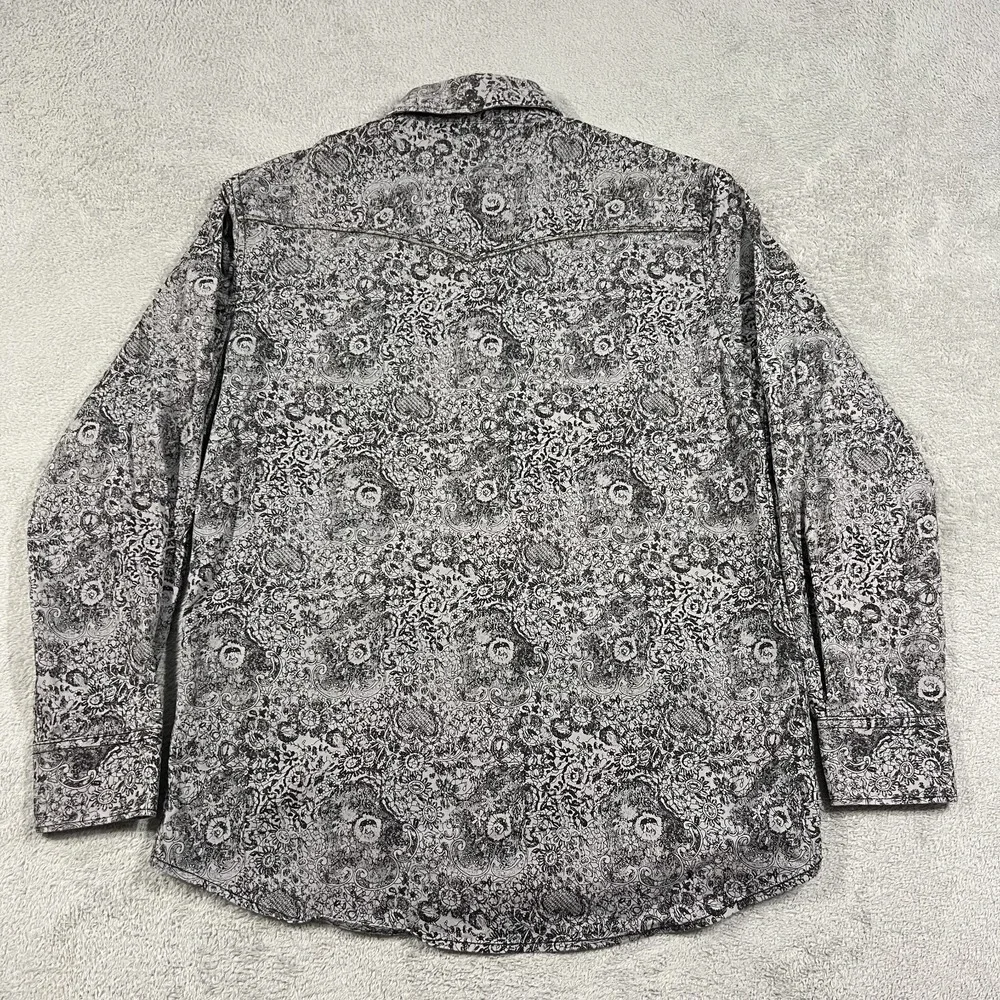 Rock Roll N Soul Pearl Snap Shirt Mens Large Floral Western Long Sleeve